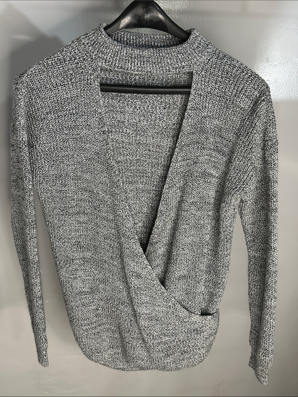 ASOS Gray Marled V-Neck Wrap Sweater